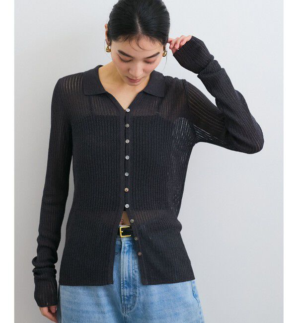 VIS「シアーポロ襟リブカーディガン」|カーディガン|