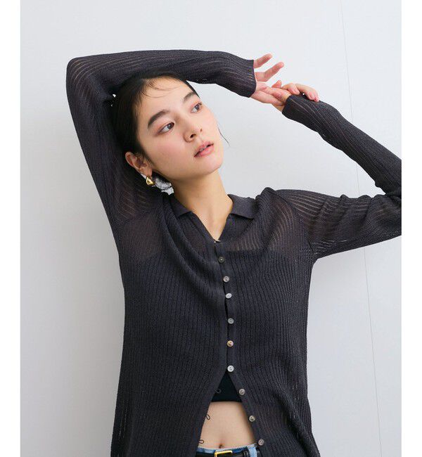 VIS「シアーポロ襟リブカーディガン」|カーディガン|