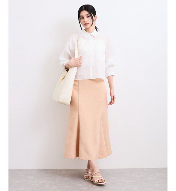 VIS「【防シワ/接触冷感/洗える】ボリュームスリーブショート丈シアーシャツ」|シャツ・ブラウス|