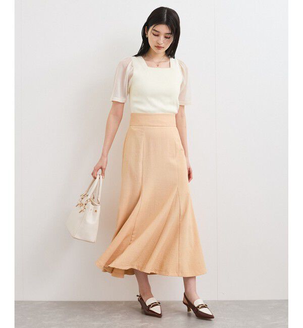 VIS「【洗える】スクエアネックシアーハーフスリーブニット」|ニット・セーター|