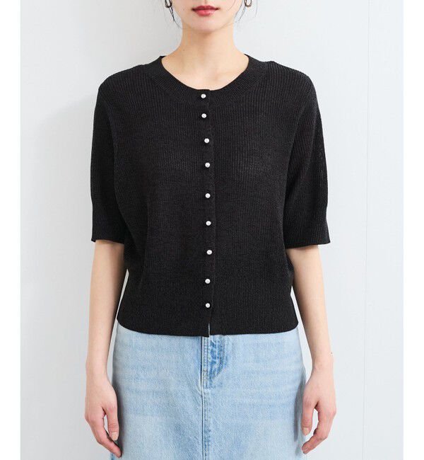 VIS「【WEB限定】多釦ハーフスリーブサマーニットカーディガン」|カーディガン|