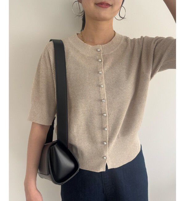 VIS「【WEB限定】多釦ハーフスリーブサマーニットカーディガン」|カーディガン|