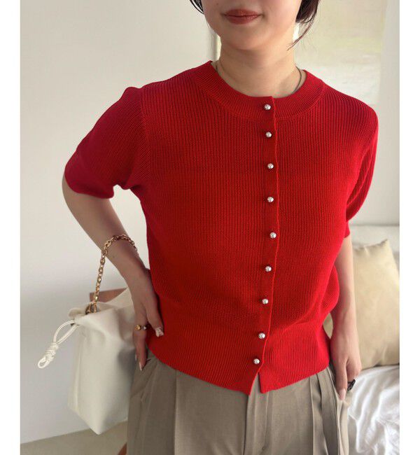 VIS「【WEB限定】多釦ハーフスリーブサマーニットカーディガン」|カーディガン|