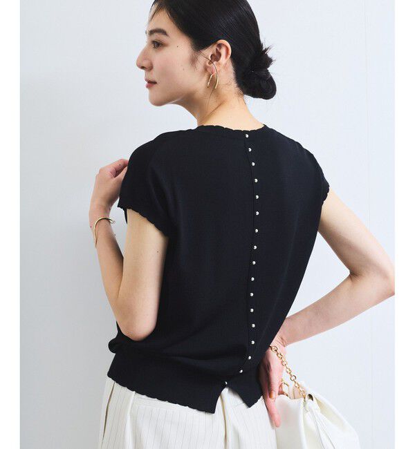 VIS「【WEB限定】パールフリルリブサマー半袖ニット」|ニット・セーター|