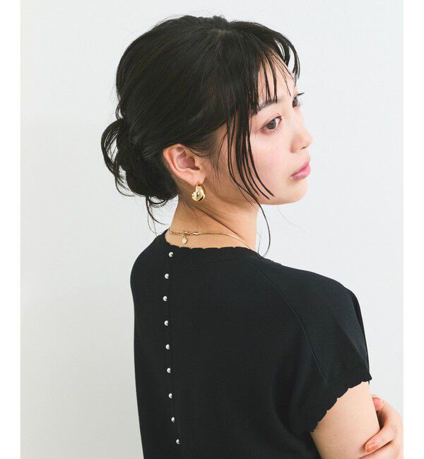 VIS「【WEB限定】パールフリルリブサマー半袖ニット」|ニット・セーター|