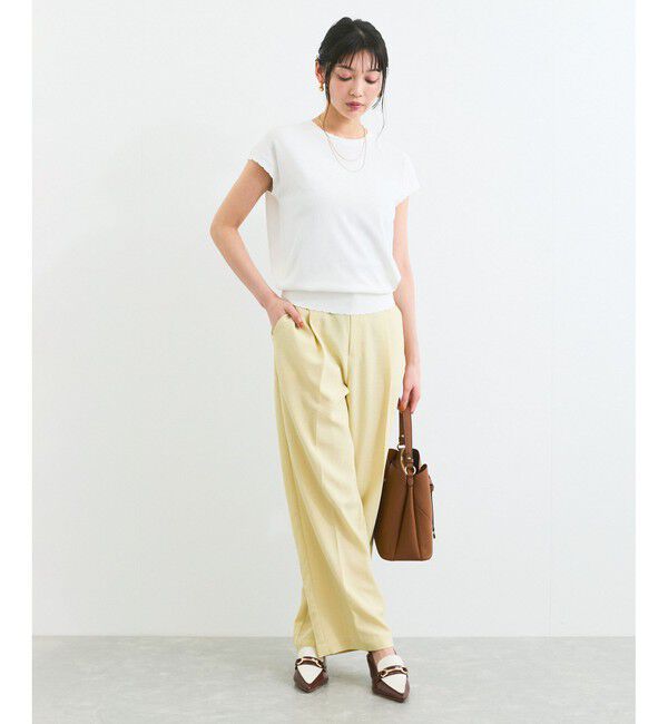 VIS「【WEB限定】パールフリルリブサマー半袖ニット」|ニット・セーター|