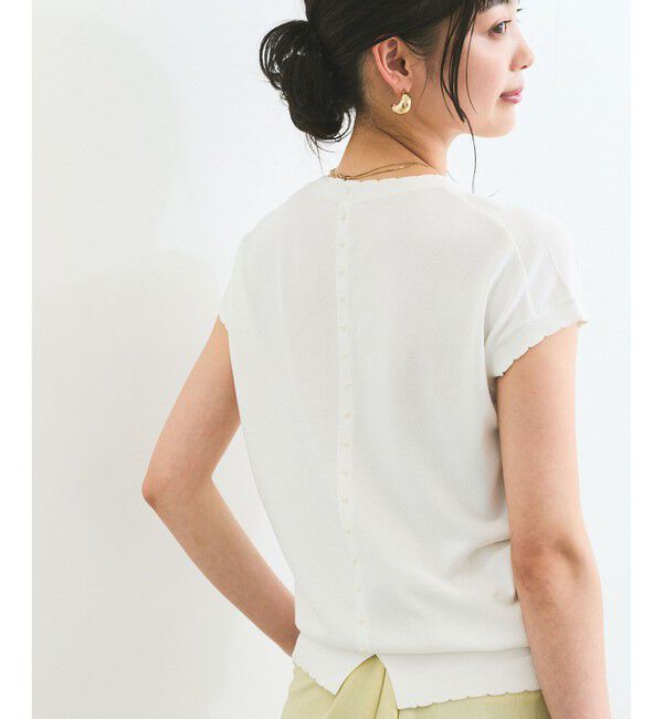 VIS「【WEB限定】パールフリルリブサマー半袖ニット」|ニット・セーター|