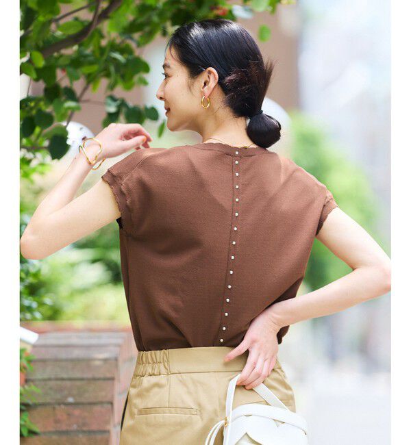 VIS「【WEB限定】パールフリルリブサマー半袖ニット」|ニット・セーター|