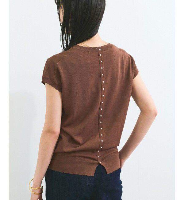 VIS「【WEB限定】パールフリルリブサマー半袖ニット」|ニット・セーター|