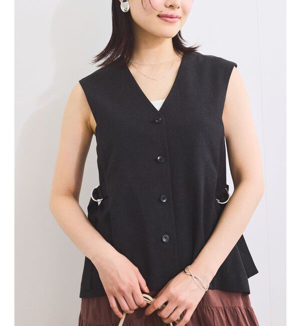 VIS「【セットアップ対応】サイドベルトフレアジレ」|ベスト・ジレ|チャコール(06)