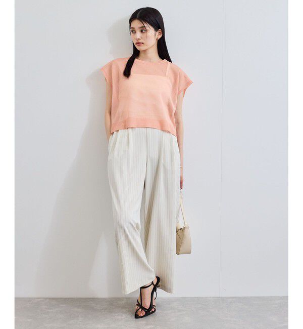 VIS「【接触冷感/UVケア】ピンストライプリラックスワイドパンツ」|チノ|