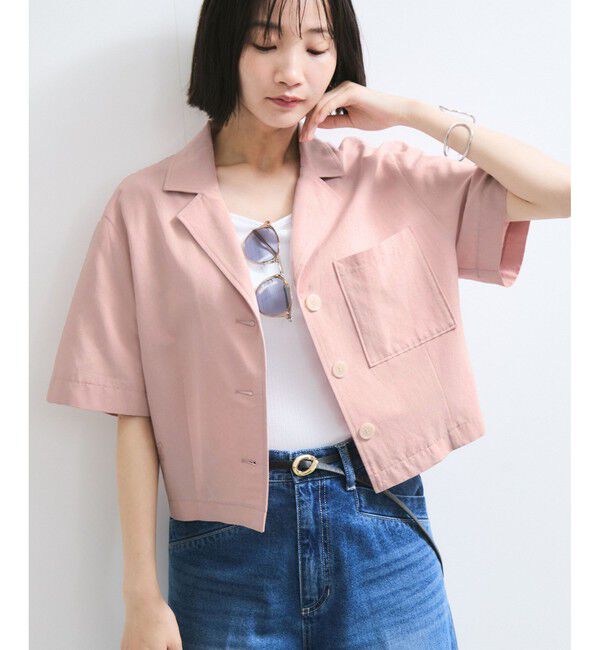 VIS「【Chocomoo】VIS別注バック刺繍クロップドハーフスリーブシャツ」|シャツ・ブラウス|