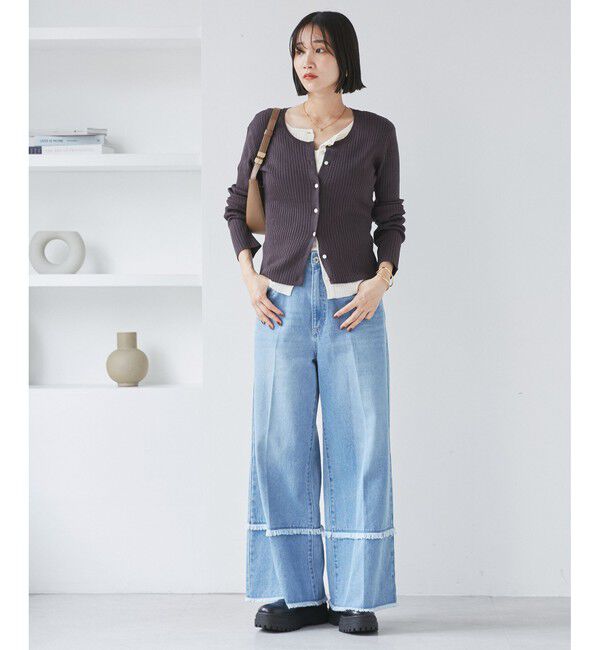 VIS「【WEB限定】フェイクレイヤードカーディガン(マルチWAY)」|カーディガン|