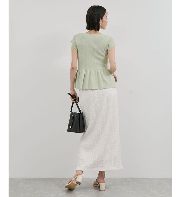 VIS「【アンチピリング/洗える】美SMARTショートスリーブペプラムニット」|ニット・セーター|