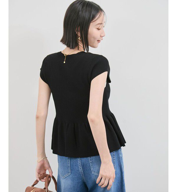 VIS「【アンチピリング/洗える】美SMARTショートスリーブペプラムニット」|ニット・セーター|