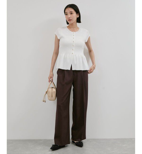 VIS「【アンチピリング/洗える】美SMARTショートスリーブペプラムニット」|ニット・セーター|