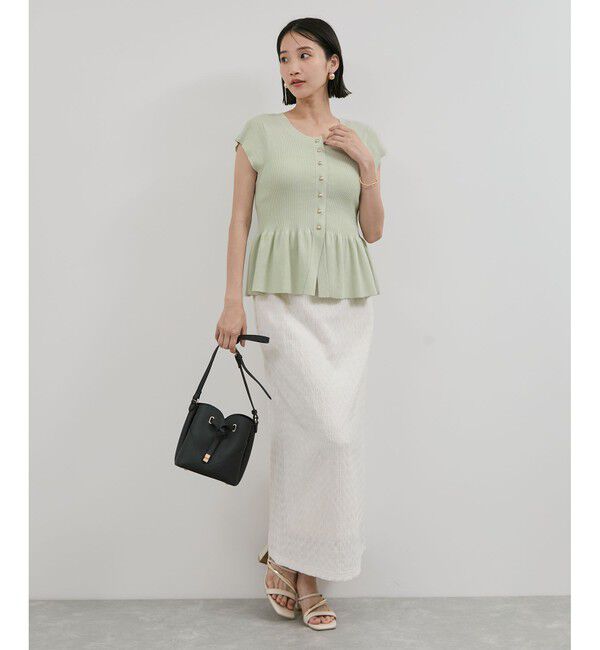 VIS「【アンチピリング/洗える】美SMARTショートスリーブペプラムニット」|ニット・セーター|