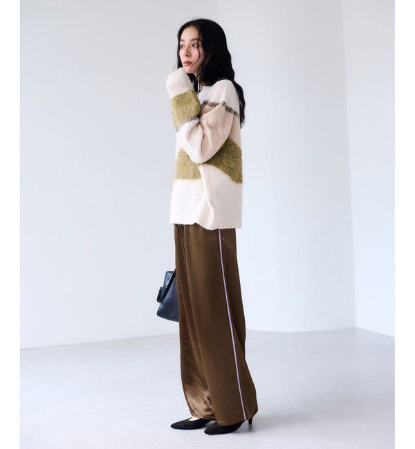 VIS「【WEB/一部店舗限定】配色サイドラインサテンイージーパンツ」|チノ|