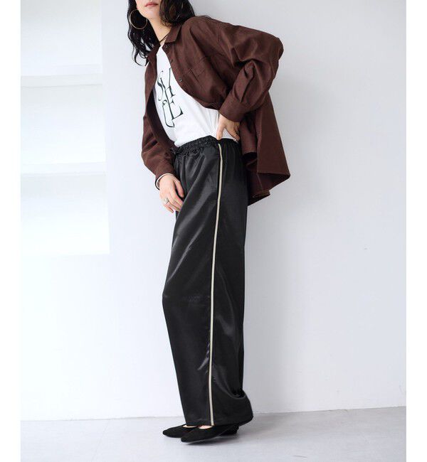 VIS「【WEB/一部店舗限定】配色サイドラインサテンイージーパンツ」|チノ|