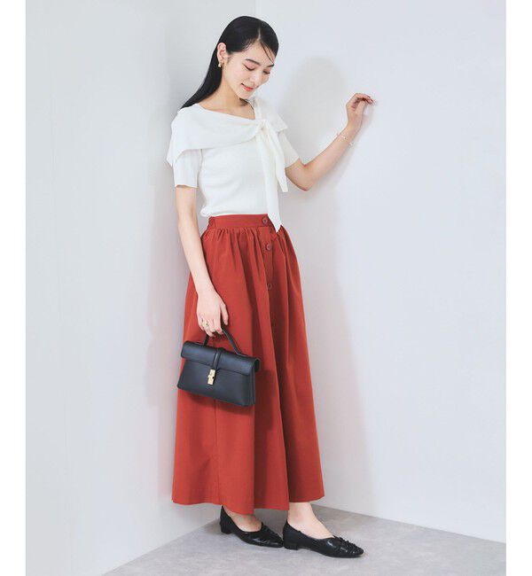 VIS「【WEB限定】【骨格で選べる2タイプ】オフショル風リボン半袖ニット」|ニット・セーター|