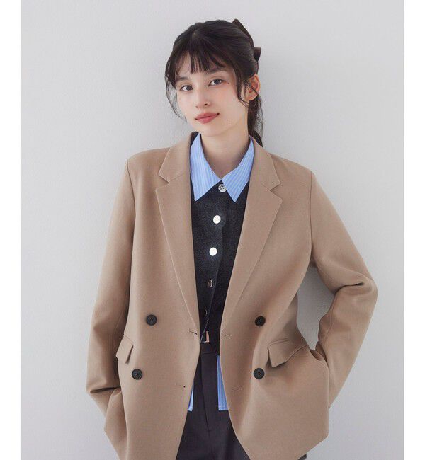 VIS「【美easy】ウーリッシュダブルブレストテーラードジャケット【セットアップ対応/洗える】」|テーラードジャケット|