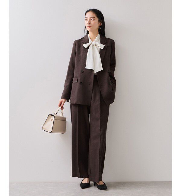 VIS「【美easy】ウーリッシュダブルブレストテーラードジャケット【セットアップ対応/洗える】」|テーラードジャケット|