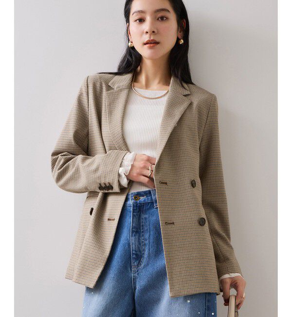 VIS「【美easy】ウーリッシュダブルブレストテーラードジャケット【セットアップ対応/洗える】」|テーラードジャケット|