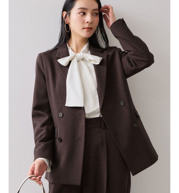 VIS「【美easy】ウーリッシュダブルブレストテーラードジャケット【セットアップ対応/洗える】」|テーラードジャケット|ブラウン(20)