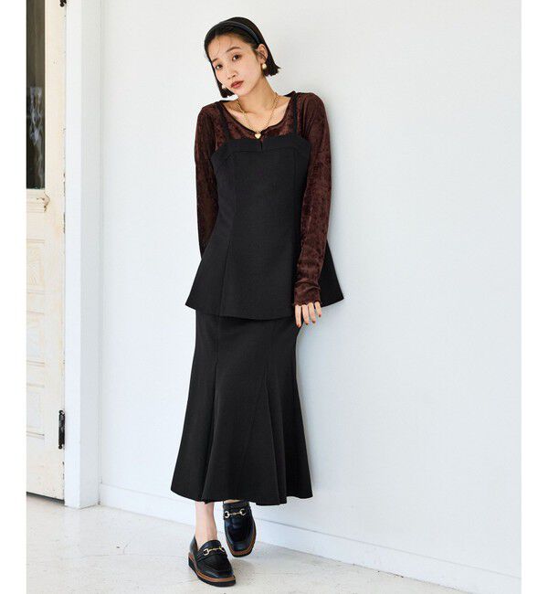 VIS「【美easy】ウーリッシュチュニック丈ビスチェ【セットアップ対応/洗える】」|キャミソール|