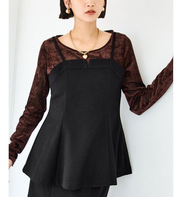 VIS「【美easy】ウーリッシュチュニック丈ビスチェ【セットアップ対応/洗える】」|キャミソール|