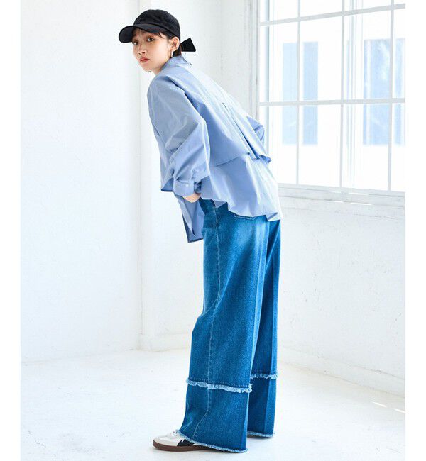 VIS「裾ティアードオーバーシャツ/UVケア・イージーケア」|シャツ・ブラウス|