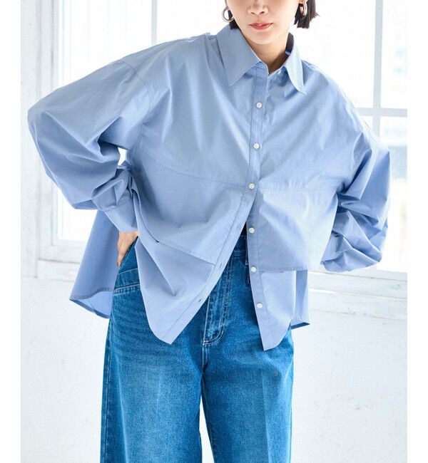 VIS「裾ティアードオーバーシャツ/UVケア・イージーケア」|シャツ・ブラウス|サックス(48)