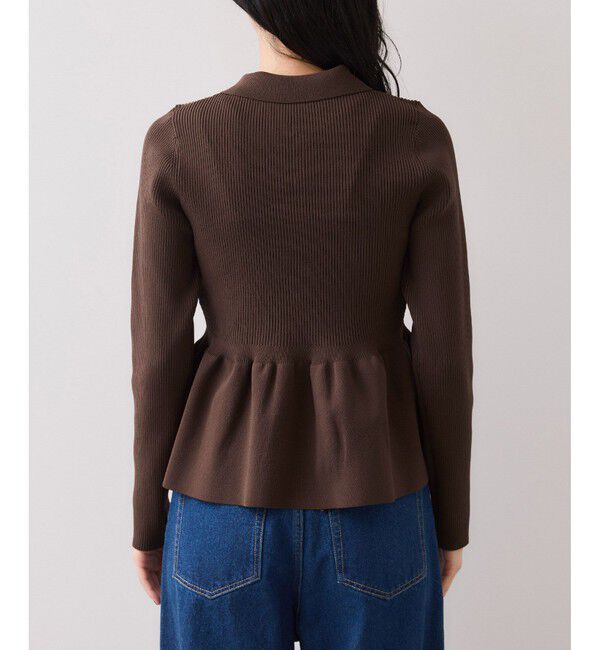 VIS「【洗える】襟付きペプラムカーディガン」|カーディガン|