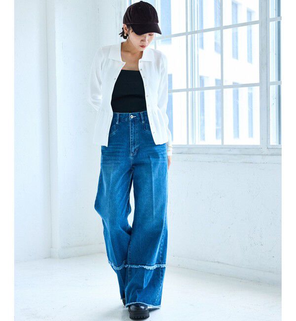 VIS「【洗える】襟付きペプラムカーディガン」|カーディガン|