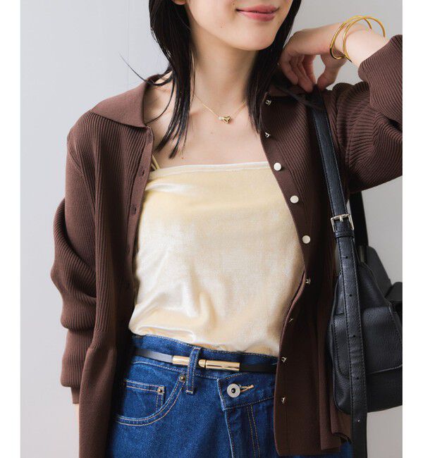 VIS「【洗える】襟付きペプラムカーディガン」|カーディガン|