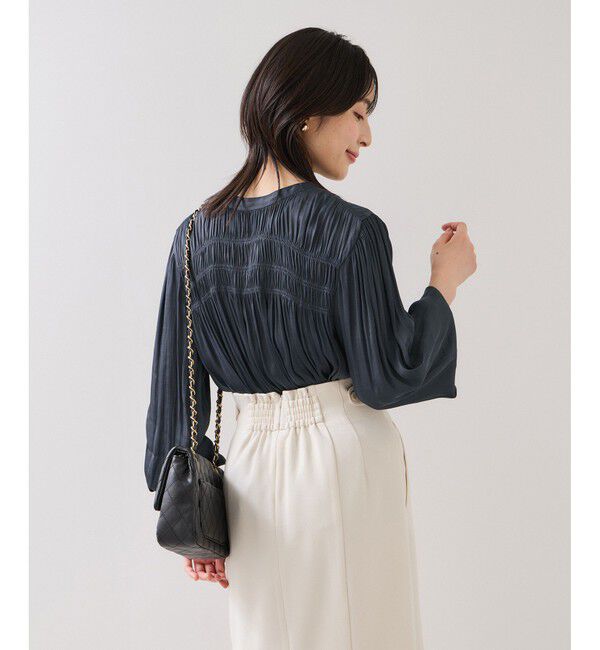 VIS「割繊シャーリングブラウス/2WAY・イージーケア」|シャツ・ブラウス|