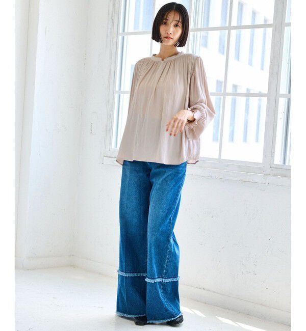 VIS「割繊シャーリングブラウス/2WAY・イージーケア」|シャツ・ブラウス|