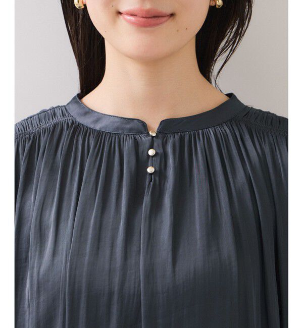 VIS「割繊シャーリングブラウス/2WAY・イージーケア」|シャツ・ブラウス|