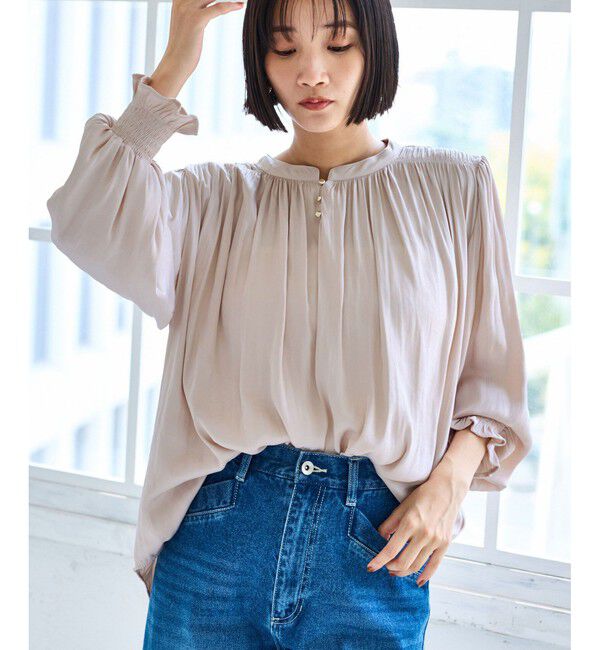 VIS「割繊シャーリングブラウス/2WAY・イージーケア」|シャツ・ブラウス|