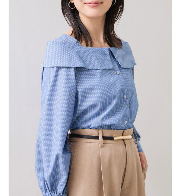 VIS「オフショルライクロングスリーブブラウス/イージーケア」|シャツ・ブラウス|ブルー系(45)