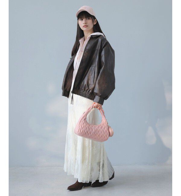 VIS「合皮＆スエードライクジップアップブルゾン」|ブルゾン・スタジャン|