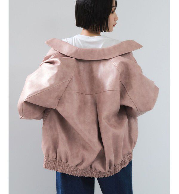 VIS「合皮＆スエードライクジップアップブルゾン」|ブルゾン・スタジャン|