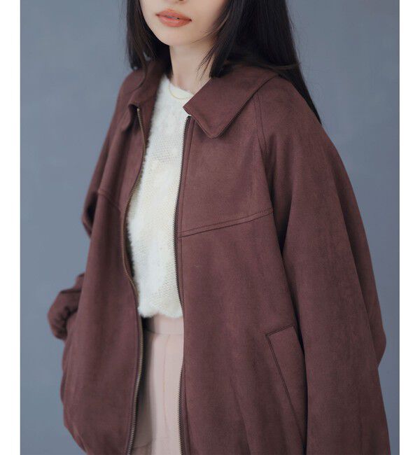 VIS「合皮＆スエードライクジップアップブルゾン」|ブルゾン・スタジャン|