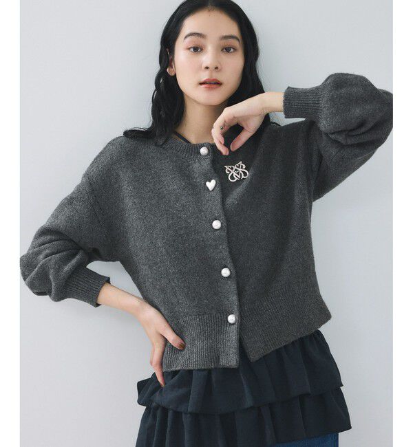 VIS「ハートアソートパール釦ラメミックスカーディガン/イージーケア・一部WEB限定カラー」|カーディガン|