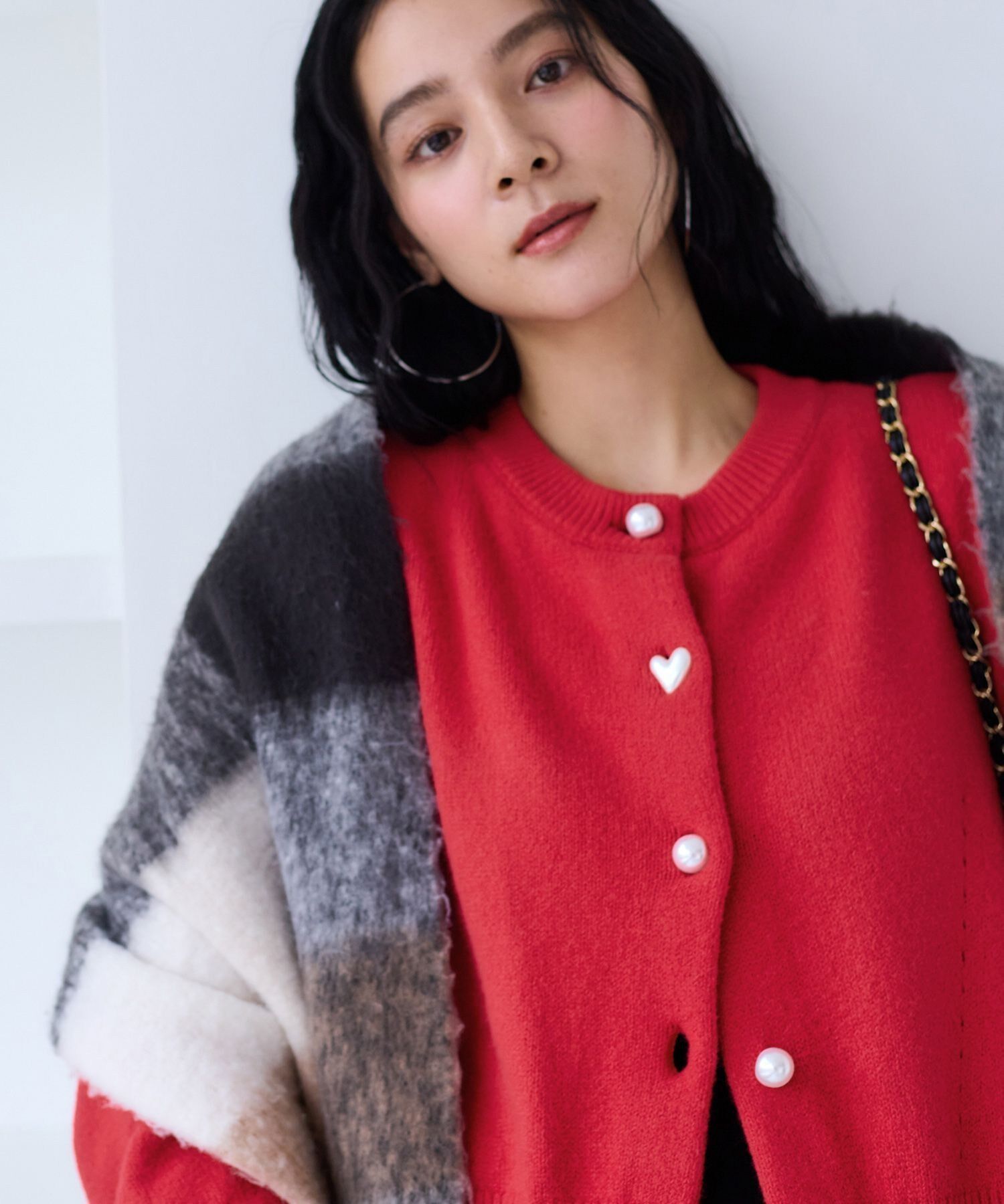 VIS「ハートアソートパール釦ラメミックスカーディガン/イージーケア・一部WEB限定カラー」|カーディガン|