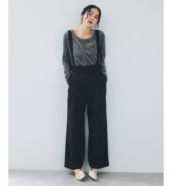 VIS「【2WAY】花柄＆無地アソート袖シャーリングベロアカーディガン」|カーディガン|