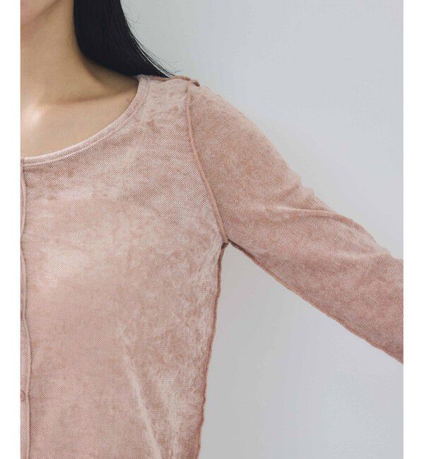 VIS「【2WAY】花柄＆無地アソート袖シャーリングベロアカーディガン」|カーディガン|