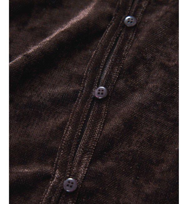 VIS「【2WAY】花柄＆無地アソート袖シャーリングベロアカーディガン」|カーディガン|