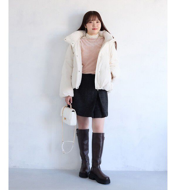 VIS「【2WAY】花柄＆無地アソート袖シャーリングベロアカーディガン」|カーディガン|