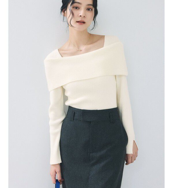 VIS「オフショルダーモチモチリブニット」|ニット・セーター|オフホワイト(15)